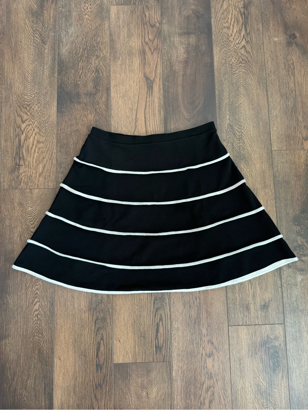 Black Circle Skirt with White Stripe Accents